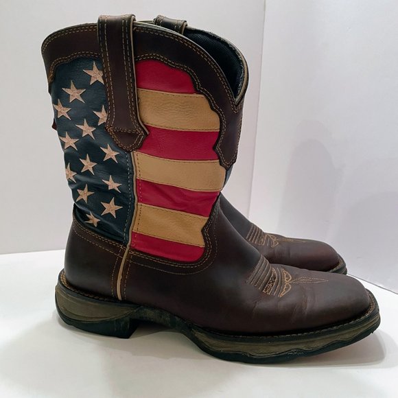 Rebel by Durango Patriotic American Flag Pull On Leather Western Boots Size: 10M - Picture 3 of 11